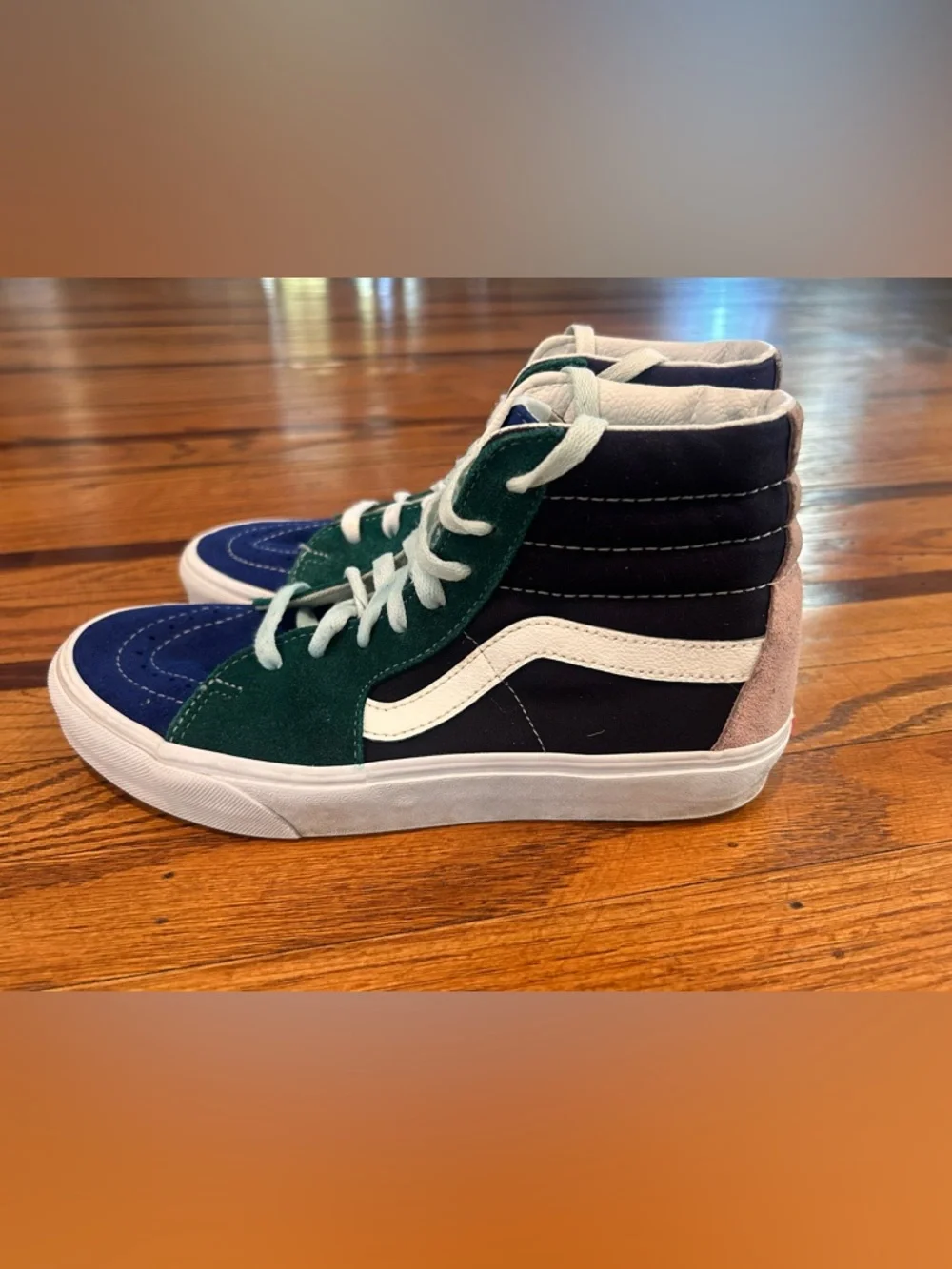 Vans Sk8-Hi Colorblock High Top Sneakers - Blue & Green - Picture 2 of 6